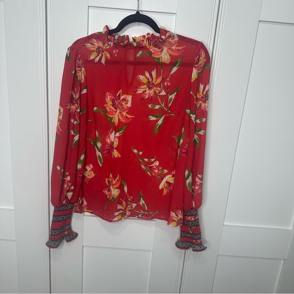 Flying Tomato Medium Red Floral Blouse (b1)